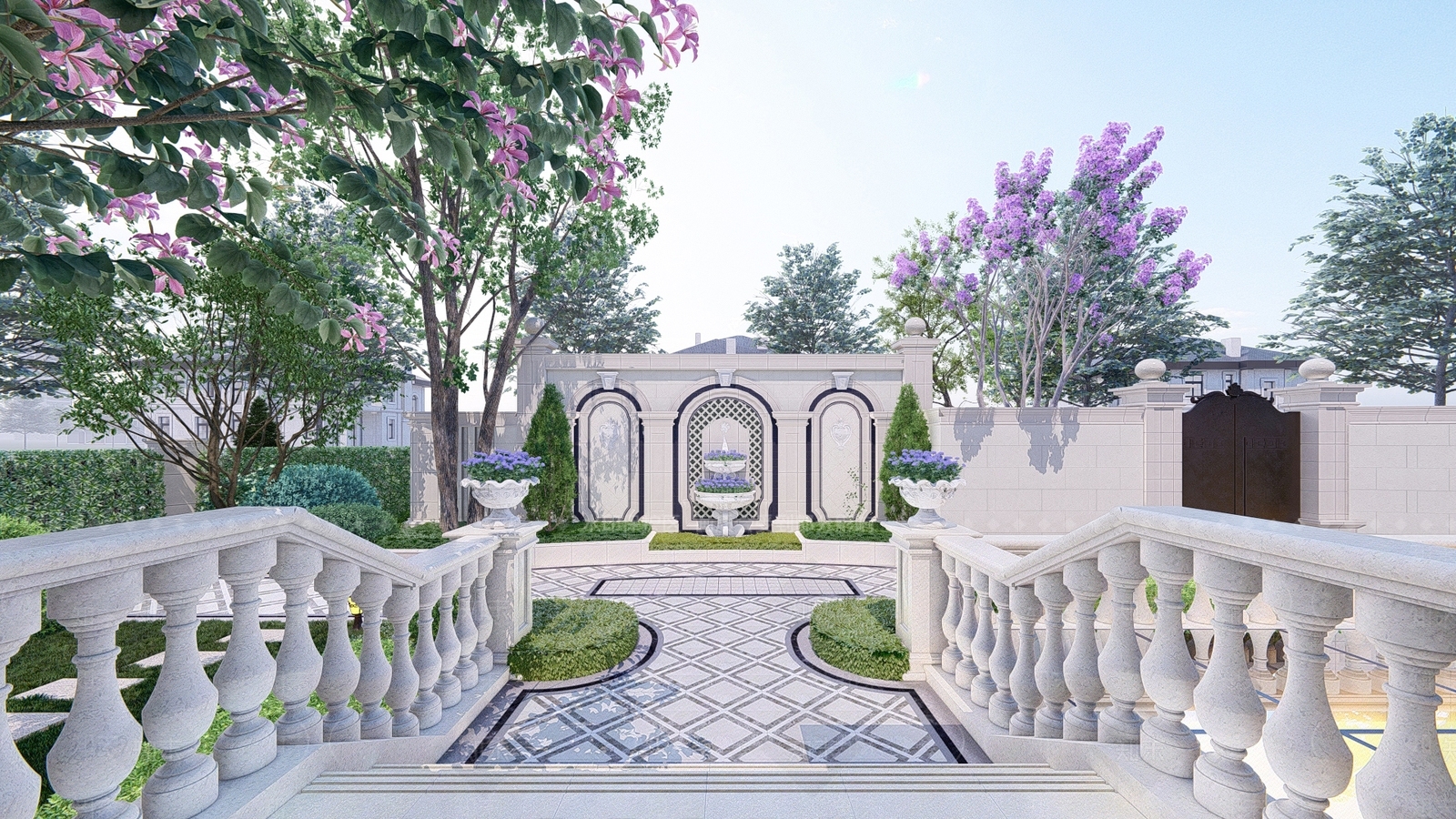 欧式庭院花园SU模型下载【ID:1145748946】