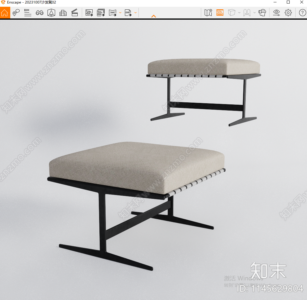 现代沙发凳SU模型下载【ID:1145629804】