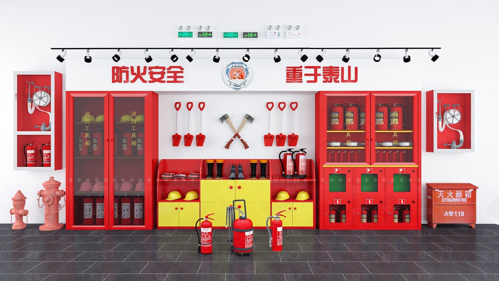 现代消防器材3D模型下载【ID:1145630338】