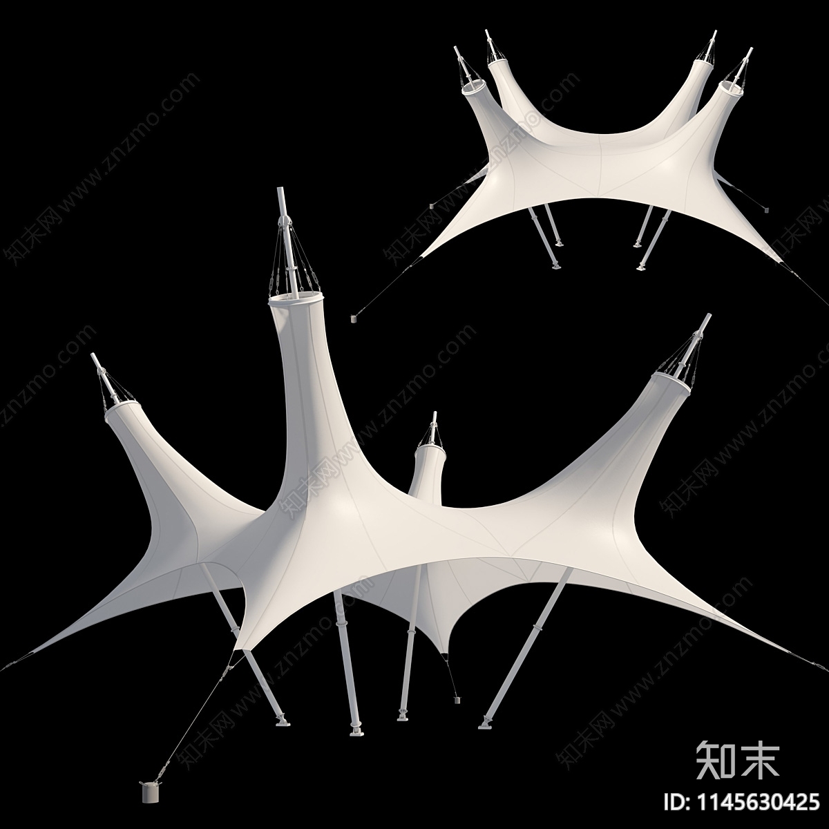 现代异形膜结构3D模型下载【ID:1145630425】