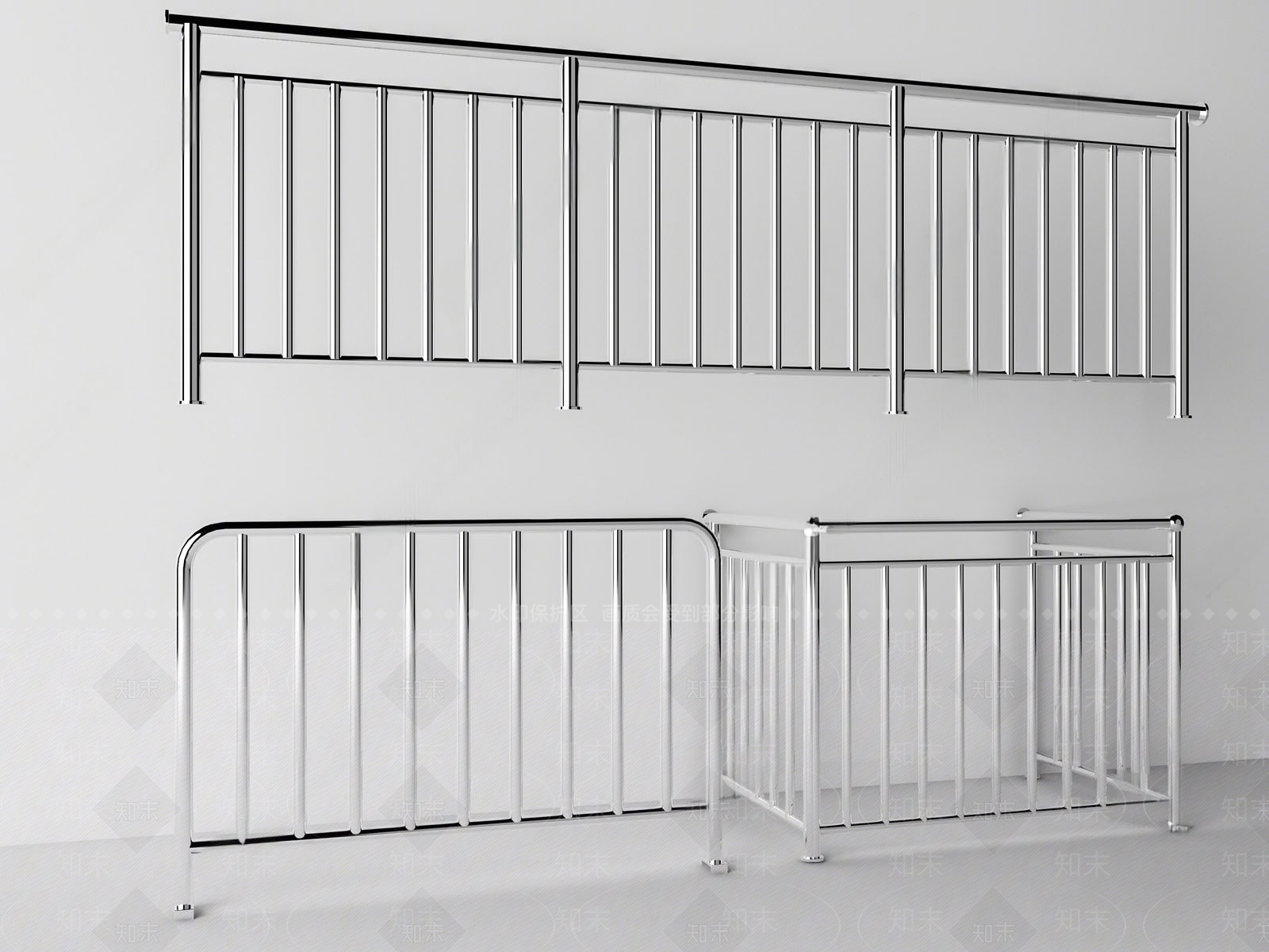 现代不锈钢栏杆SU模型下载【ID:1145630617】