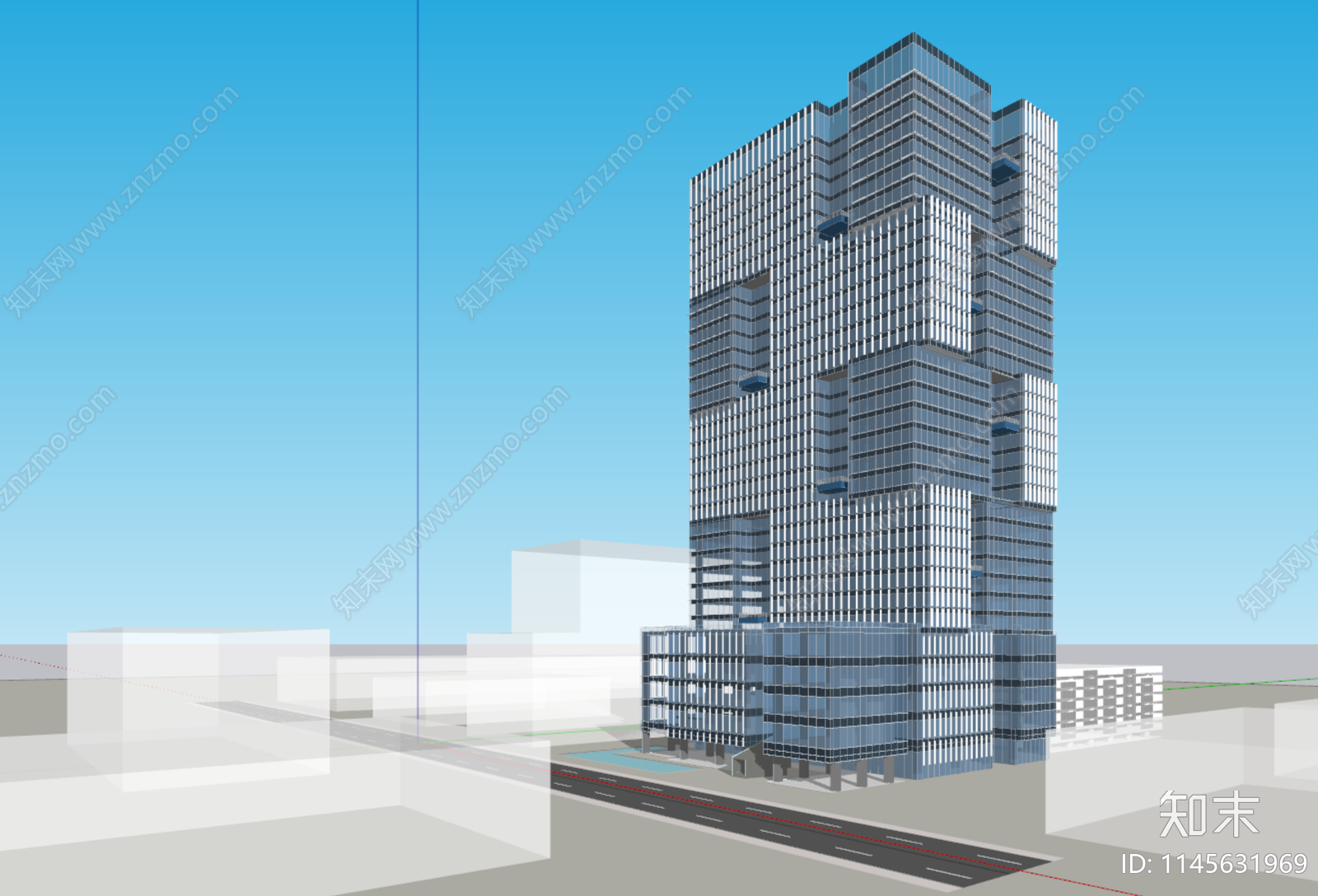 ALAeastgataway现代高层办公楼SU模型下载【ID:1145631969】