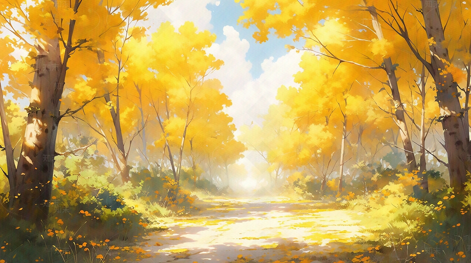 秋天金黄壁纸贴图下载【ID:1145631764】