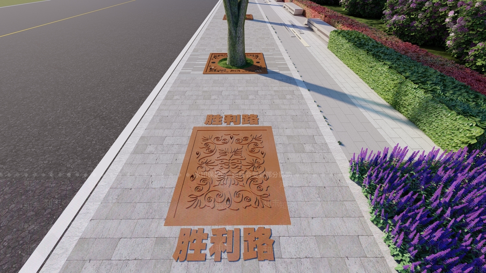 现代慢行道系统SU模型下载【ID:1145633368】
