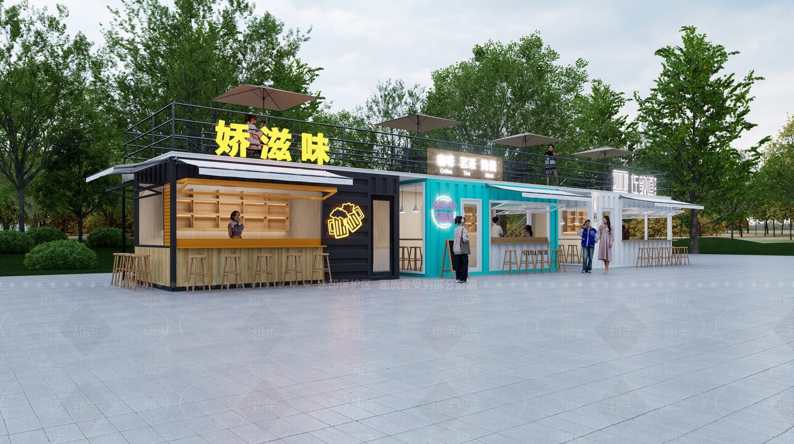 现代集装箱小酒吧SU模型下载【ID:1145633860】