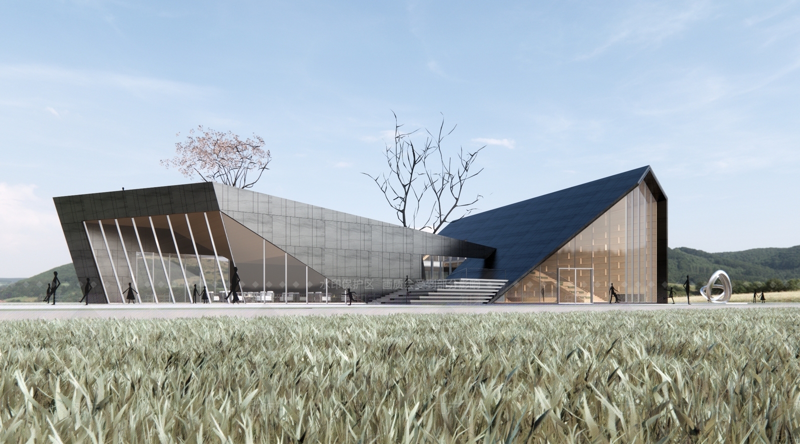 现代展览馆建筑SU模型下载【ID:1145638223】