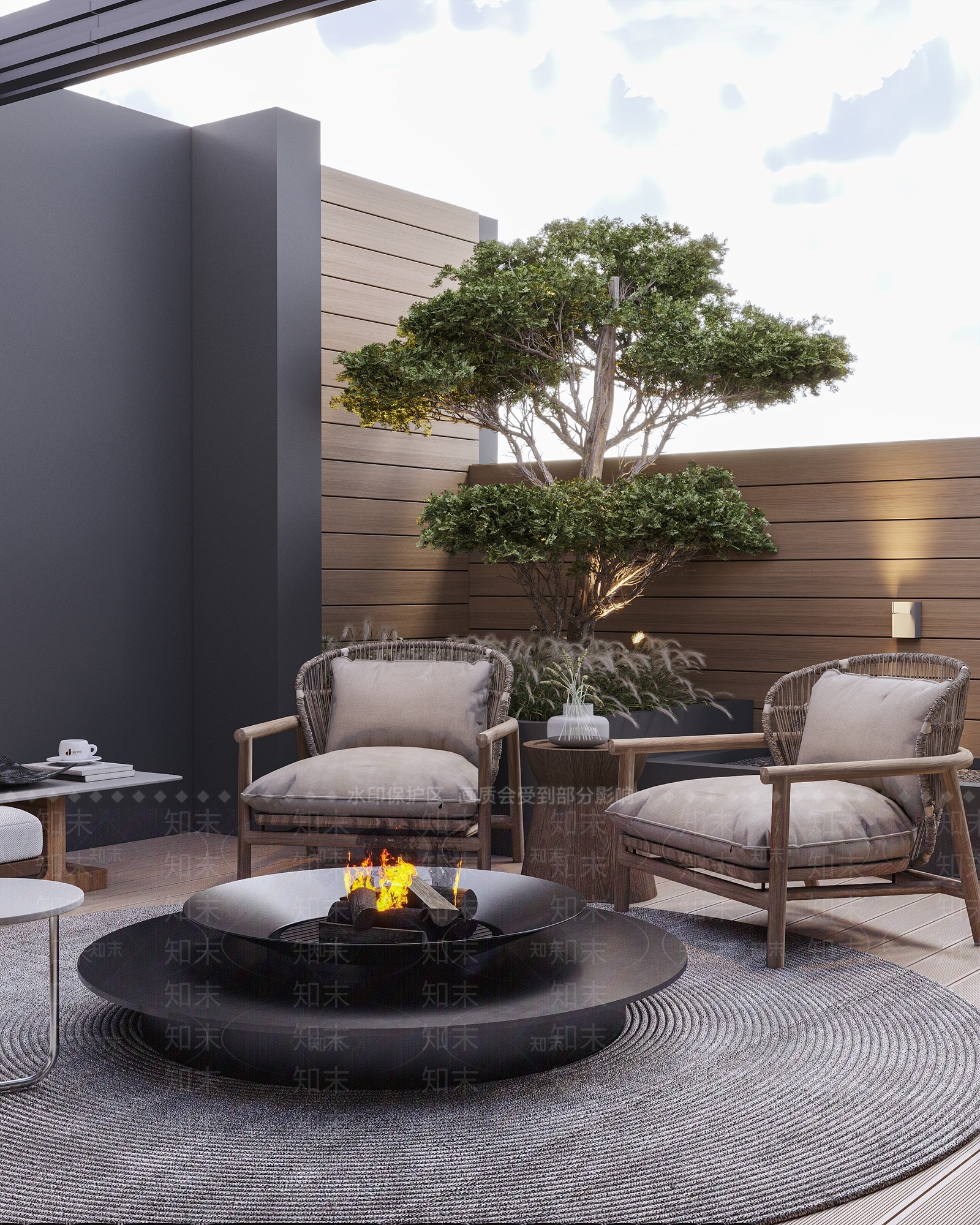 现代别墅屋顶花园3D模型下载【ID:1145647382】