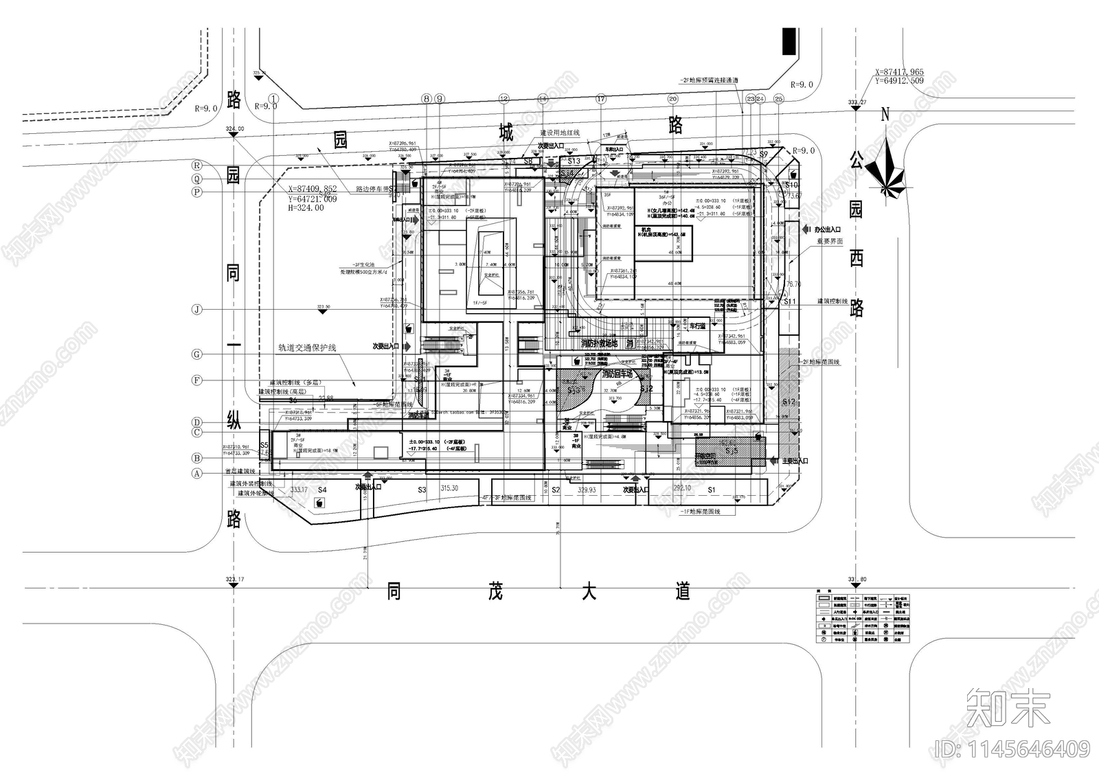 超高层综合楼建筑cad施工图下载【ID:1145646409】