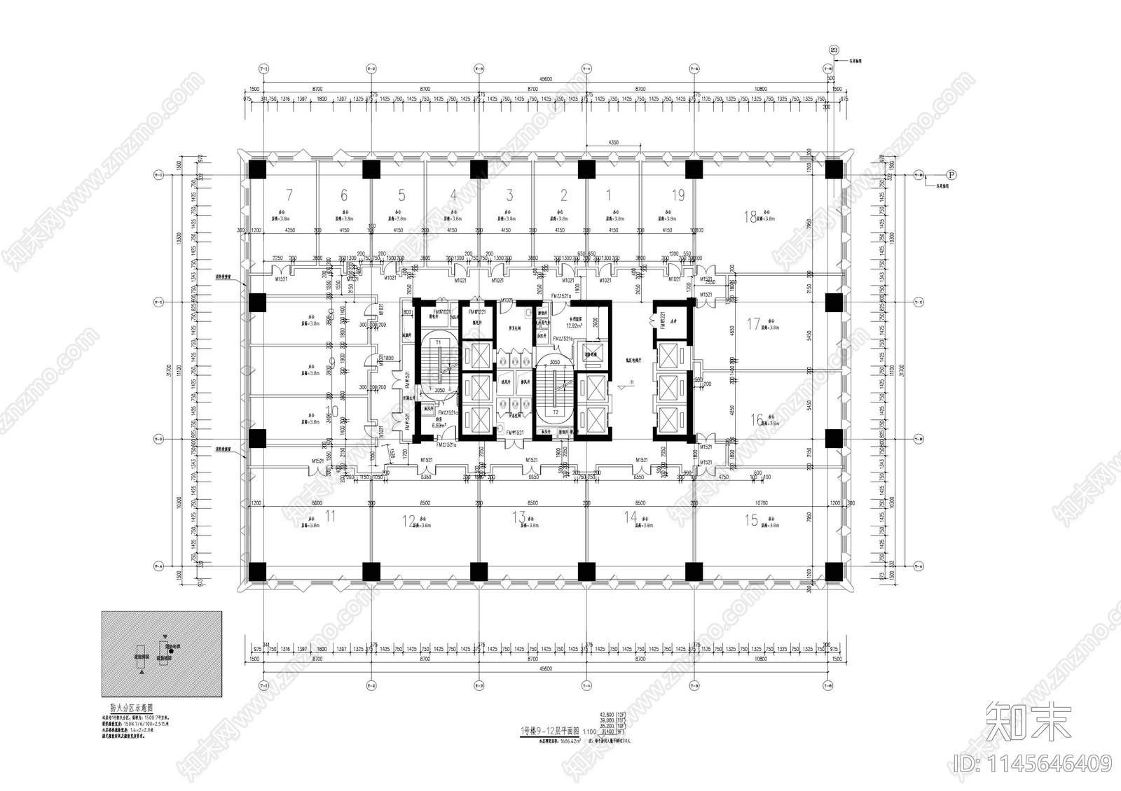 超高层综合楼建筑cad施工图下载【ID:1145646409】