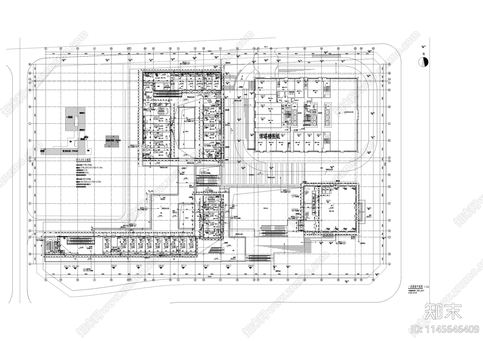 超高层综合楼建筑cad施工图下载【ID:1145646409】