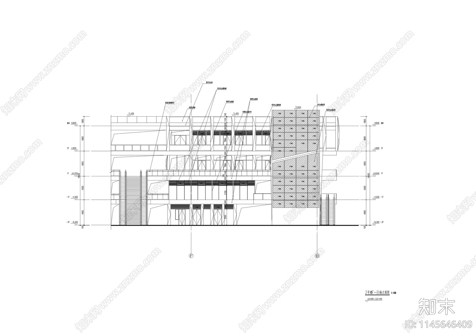 超高层综合楼建筑cad施工图下载【ID:1145646409】