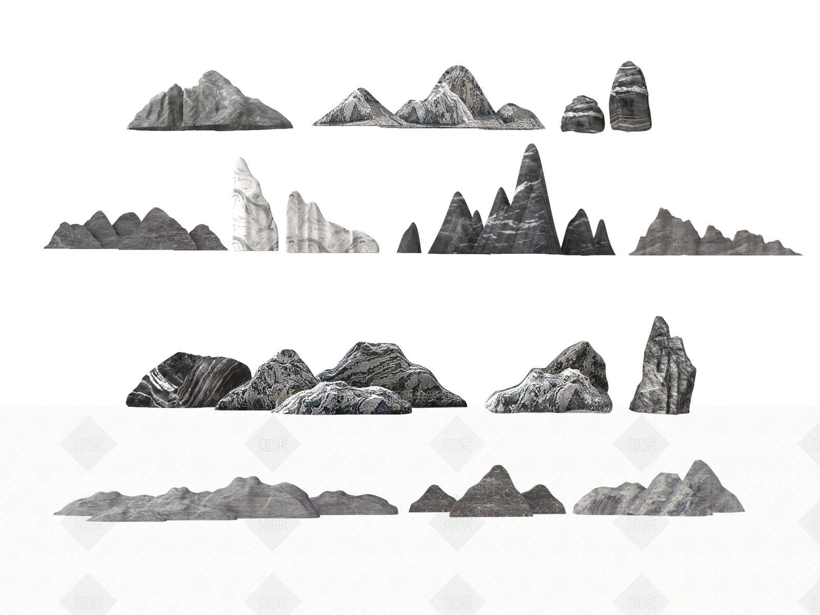 新中式假山石3D模型下载【ID:1145647056】