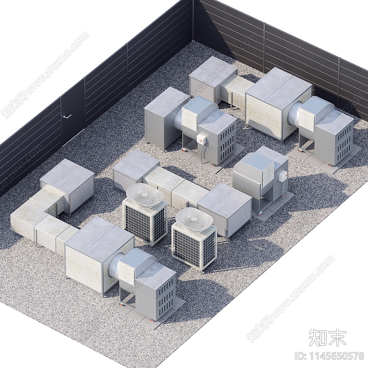 中央空调屋顶设备SU模型下载【ID:1145650578】