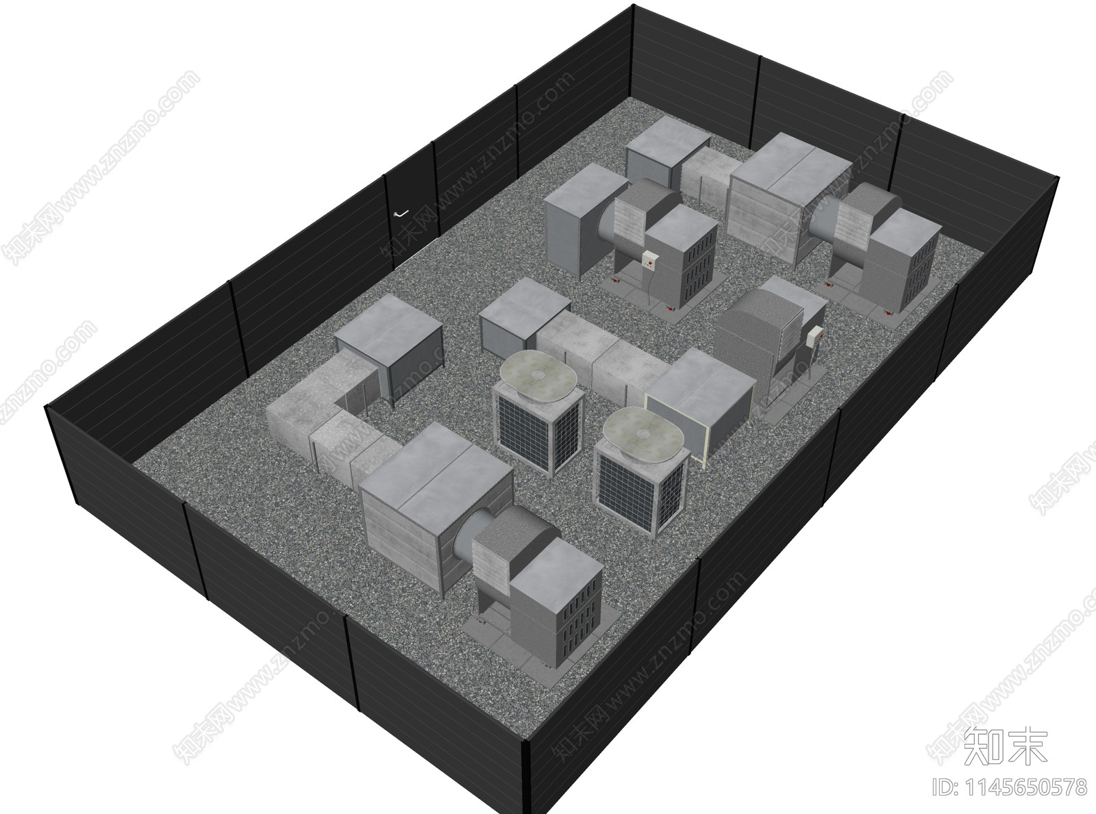 中央空调屋顶设备SU模型下载【ID:1145650578】