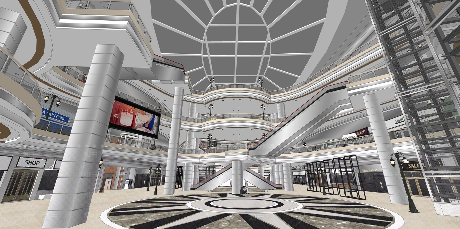 现代商场空间SU模型下载【ID:1145652114】