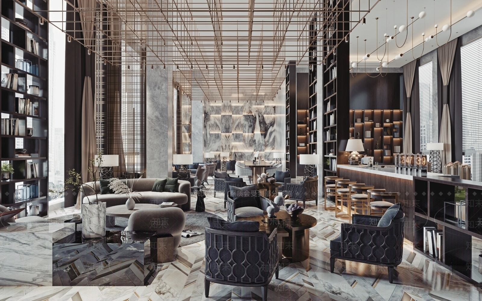 现代酒店大堂SU模型下载【ID:1145657853】