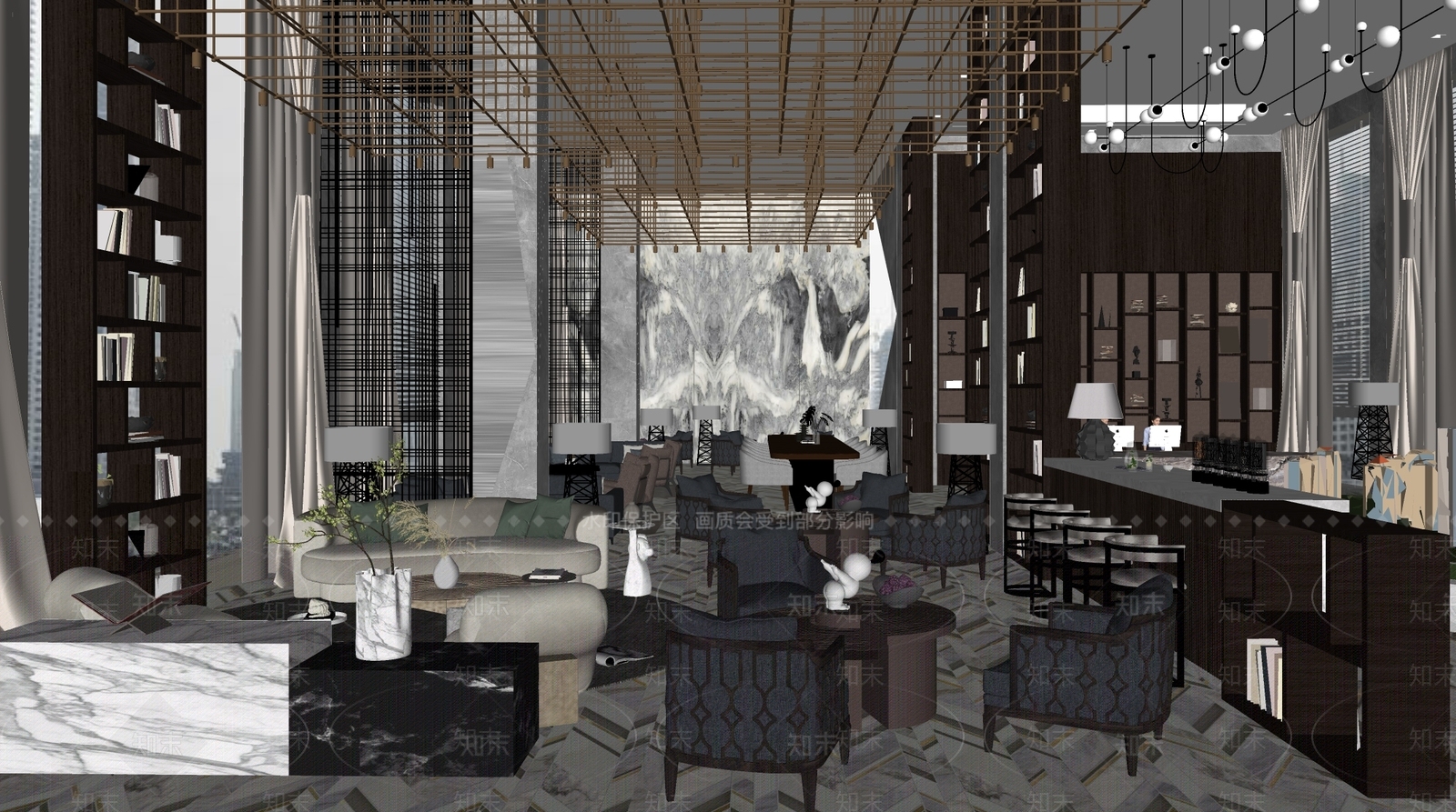 现代酒店大堂SU模型下载【ID:1145657853】