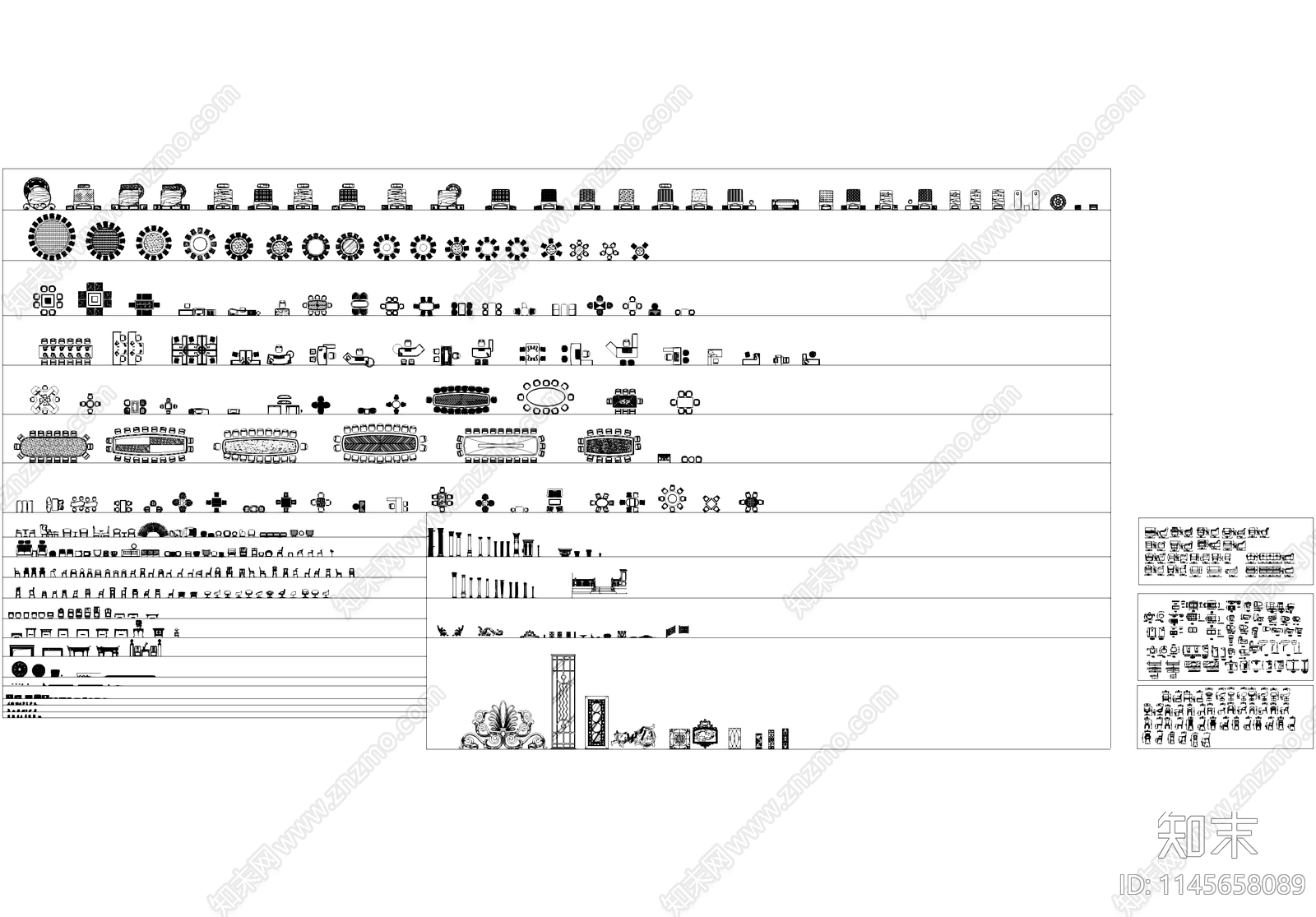 室内综合家具图库厨卫设施桌椅洗手池沙发椅子施工图下载【ID:1145658089】