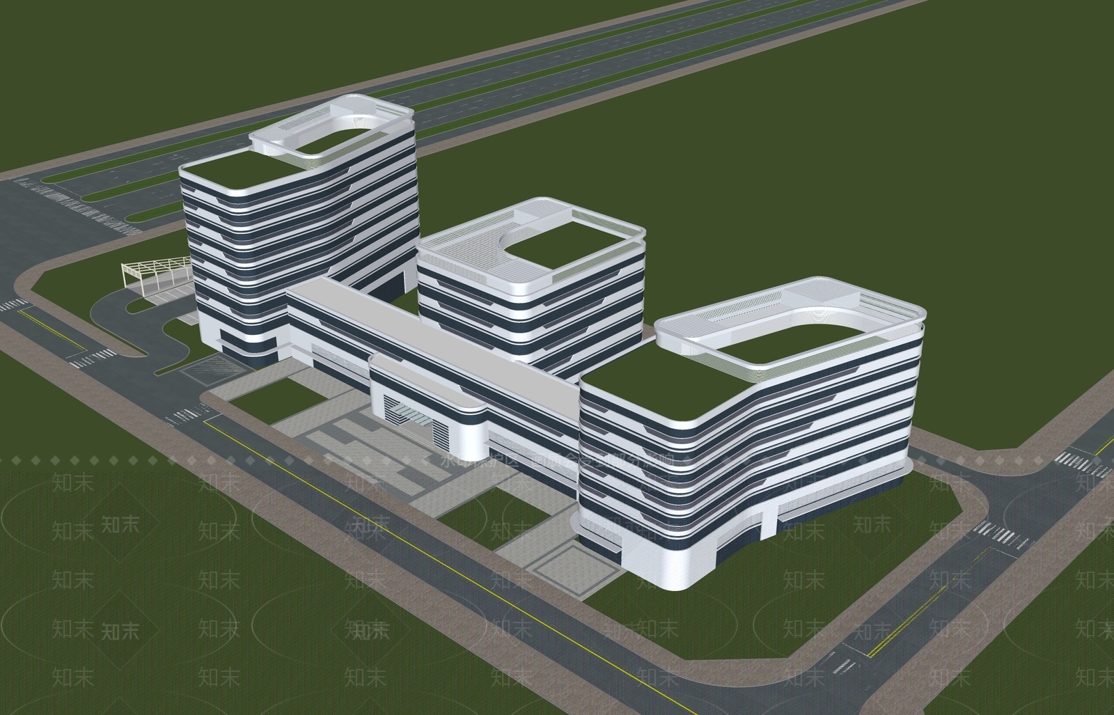 现代医疗建筑SU模型下载【ID:1145658325】