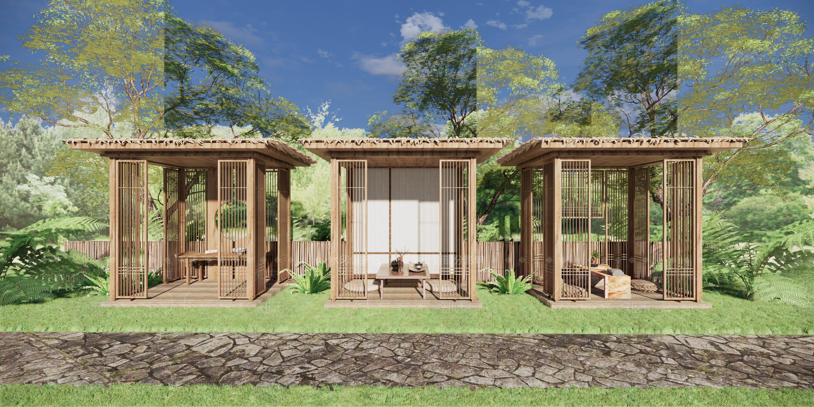 日式凉亭SU模型下载【ID:1145667793】