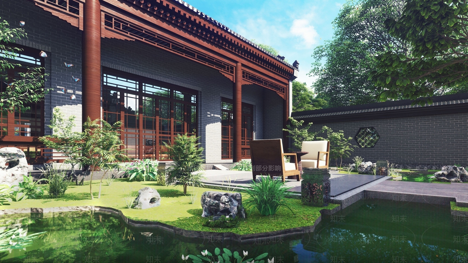 新中式特色合院SU模型下载【ID:1145669742】