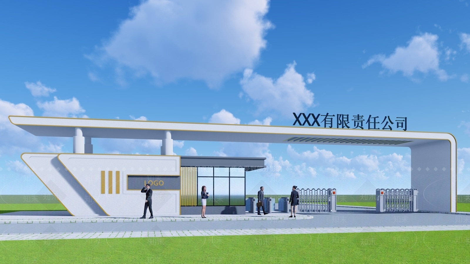 现代入口大门SU模型下载【ID:1145670278】