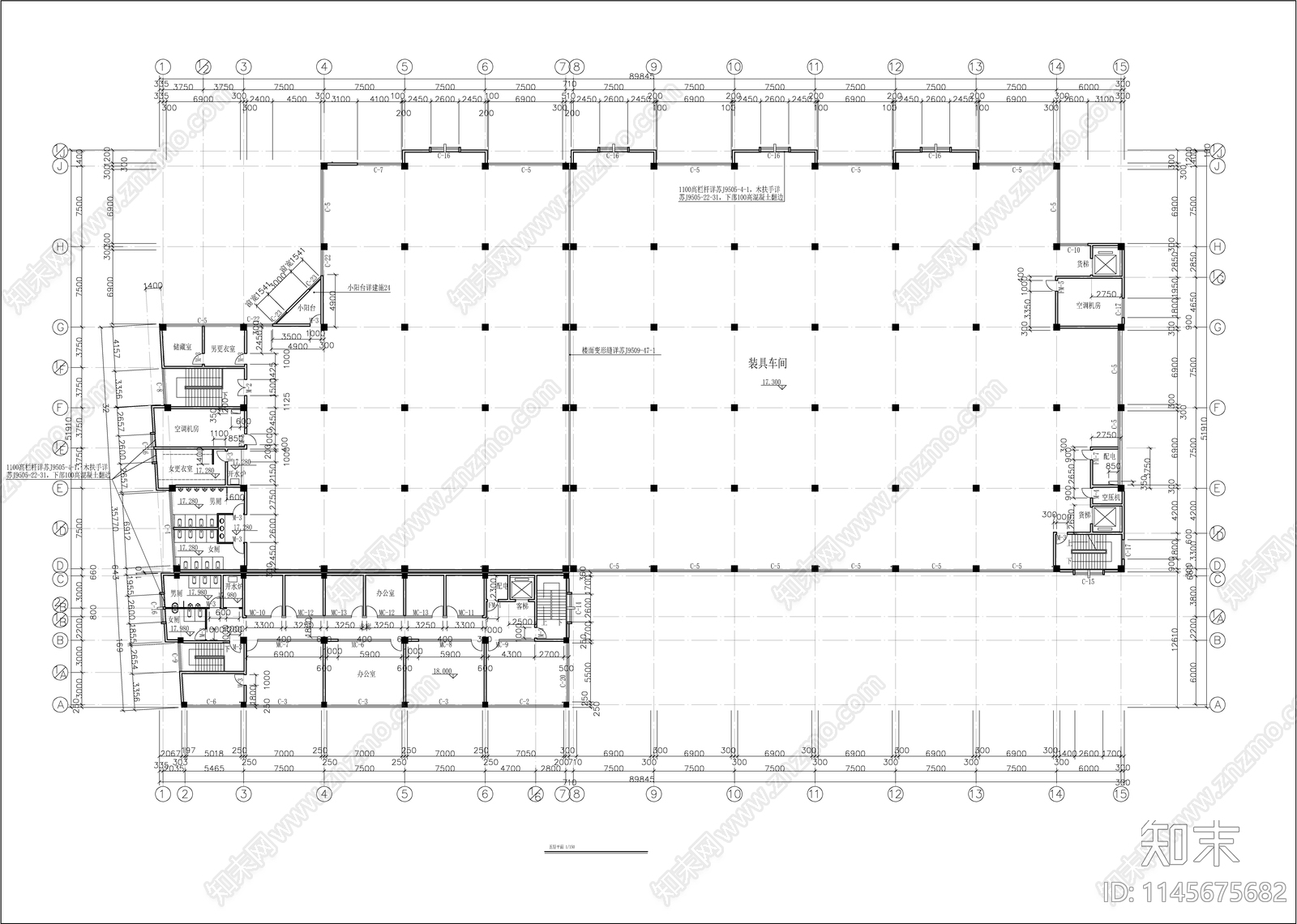 装具车间厂房建筑cad施工图下载【ID:1145675682】