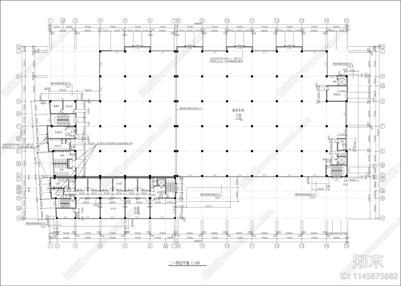 装具车间厂房建筑cad施工图下载【ID:1145675682】
