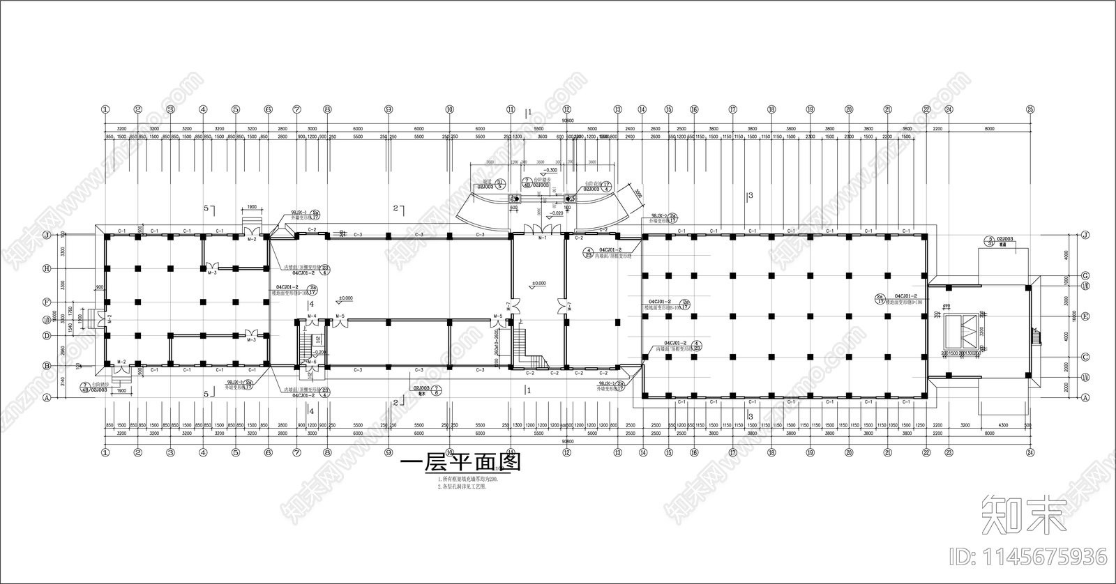 面粉制粉车间建筑cad施工图下载【ID:1145675936】