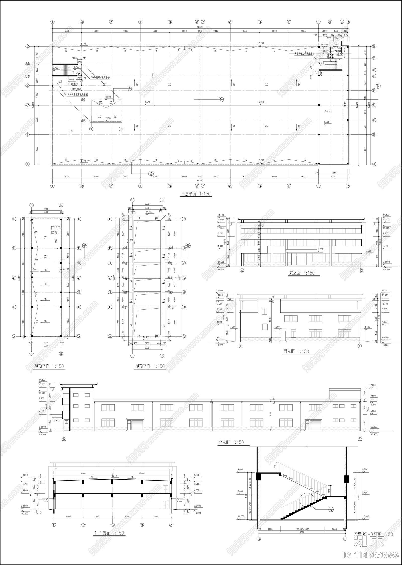 生产车间建筑cad施工图下载【ID:1145676688】