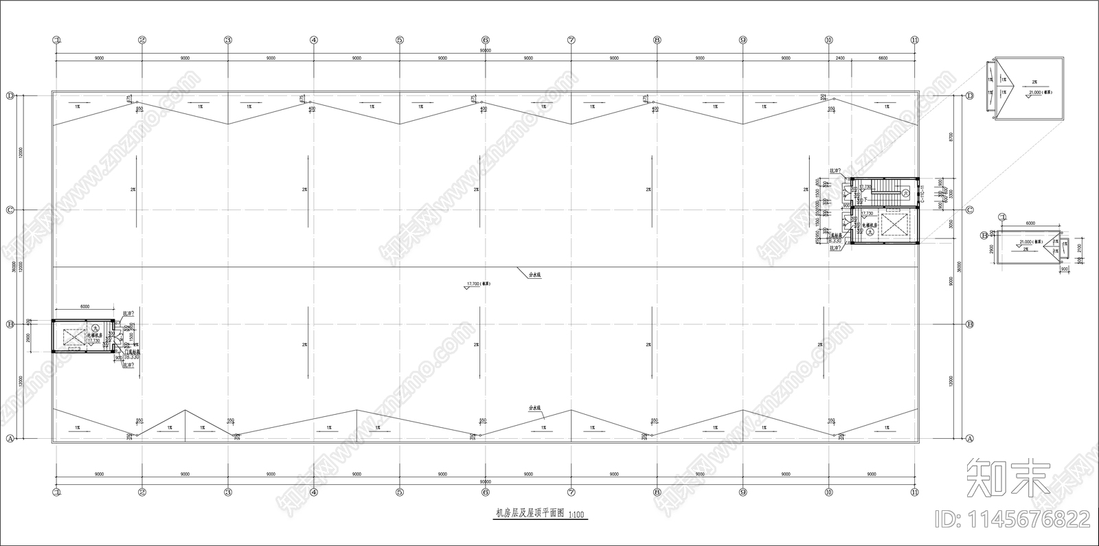 3层装配车间建筑cad施工图下载【ID:1145676822】