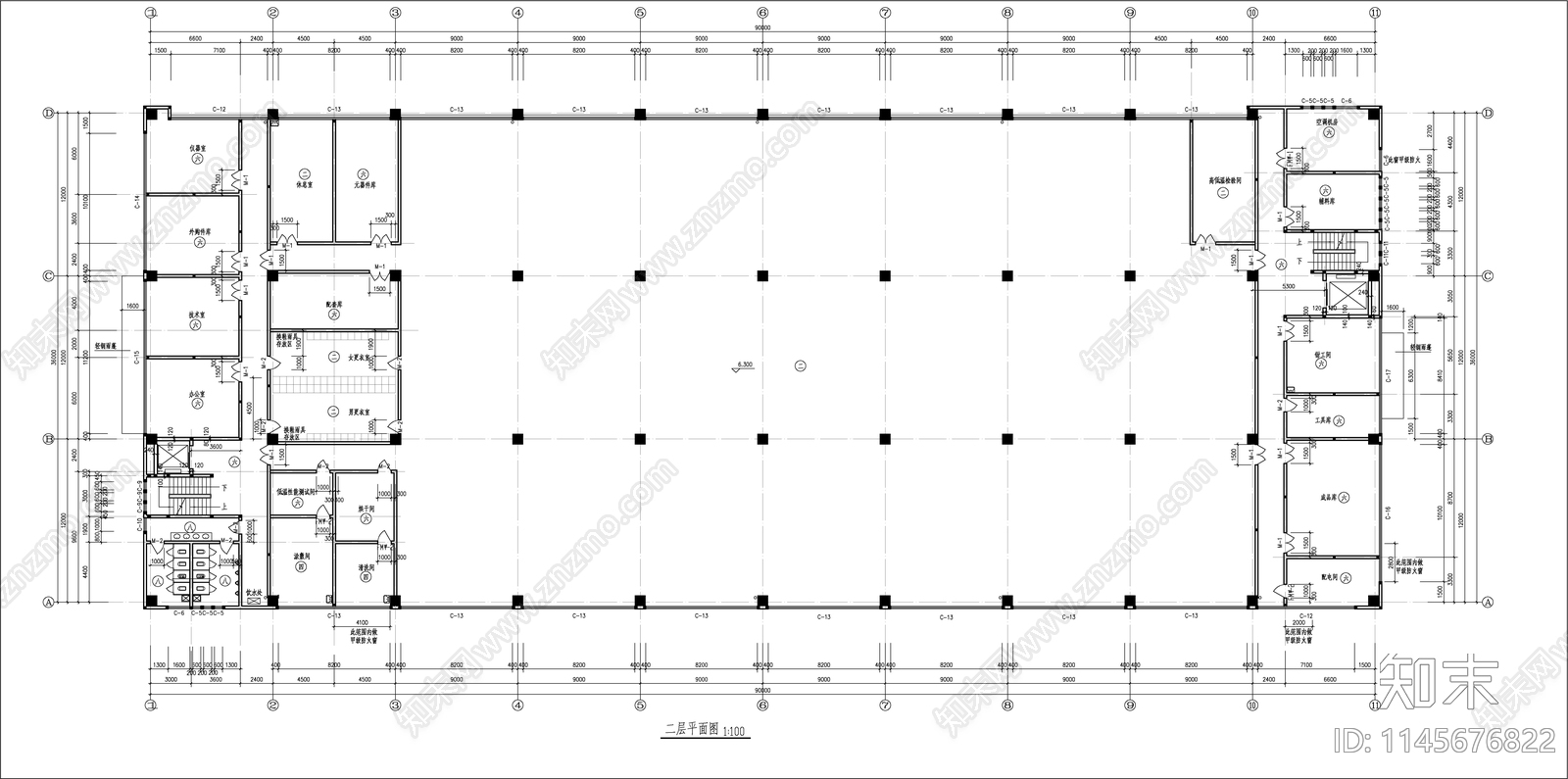 3层装配车间建筑cad施工图下载【ID:1145676822】