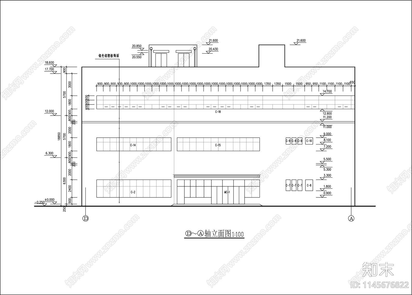 3层装配车间建筑cad施工图下载【ID:1145676822】