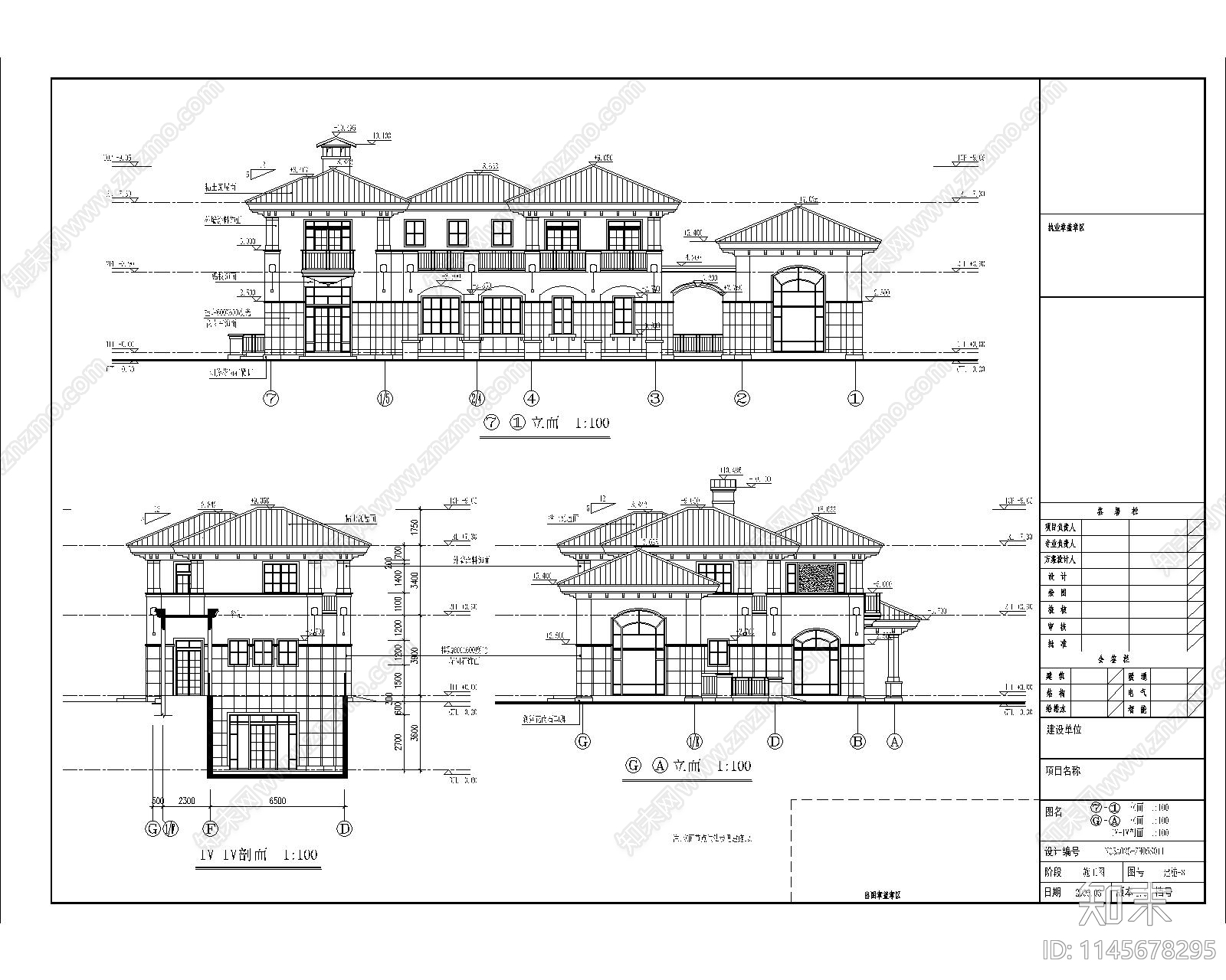 二层欧式别墅建筑施工图cad施工图下载【ID:1145678295】