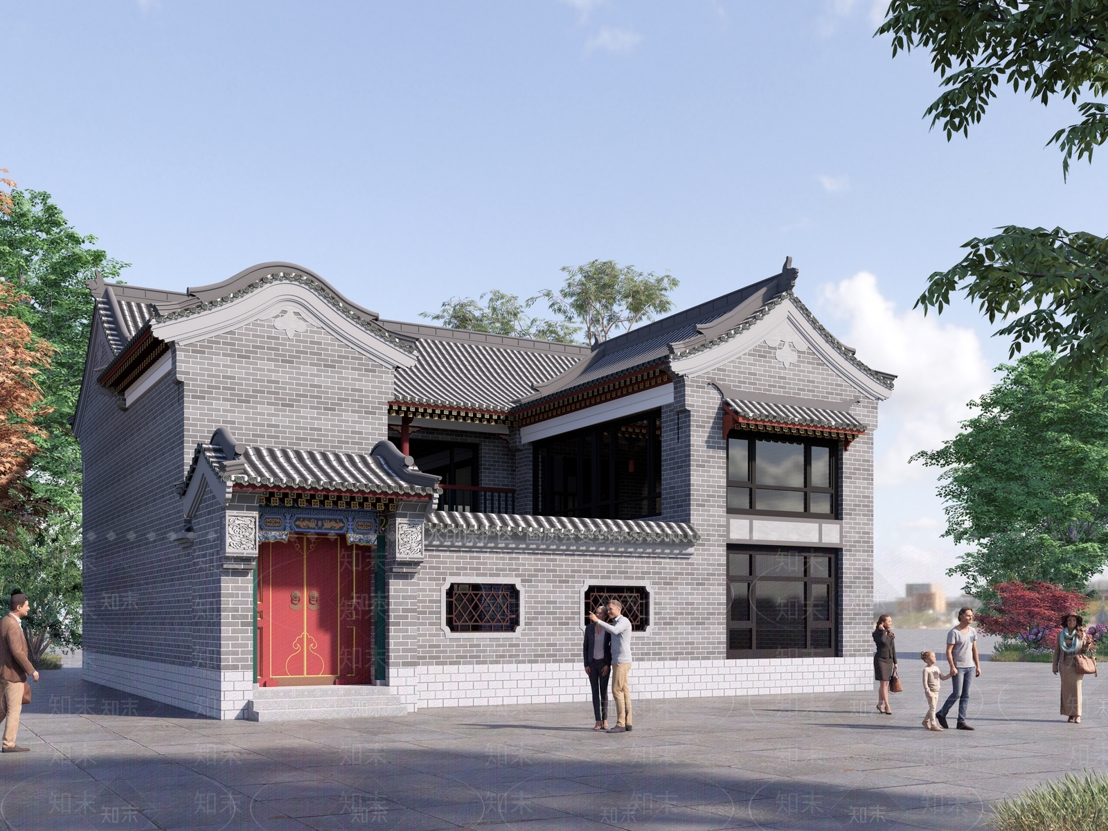 中式四合院SU模型下载【ID:1145680123】
