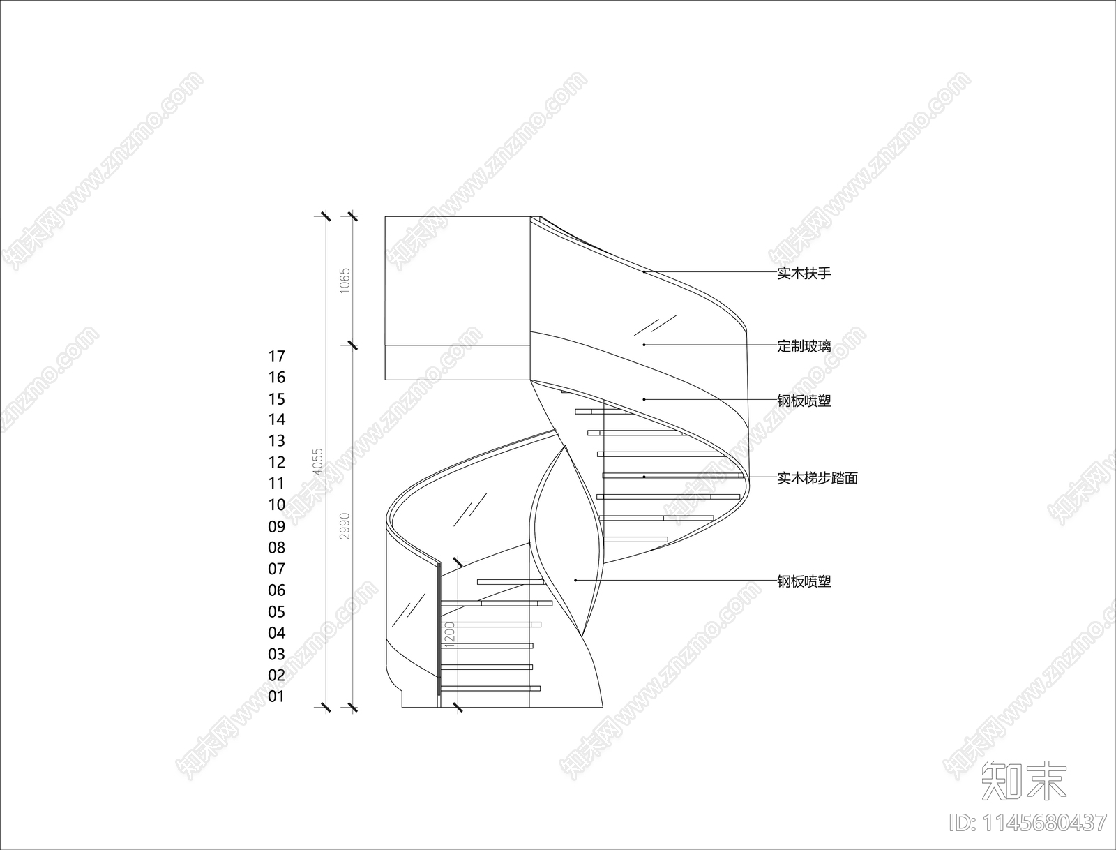 旋转楼梯节点cad施工图下载【ID:1145680437】