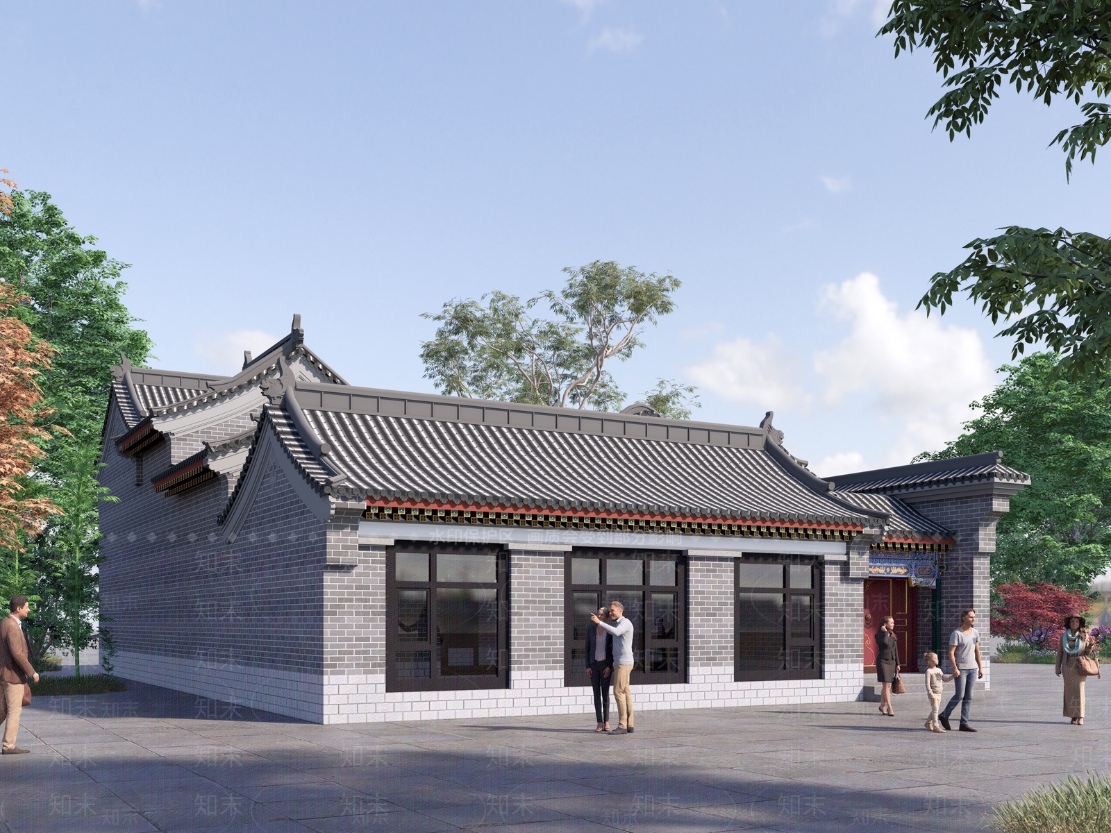 中式四合院SU模型下载【ID:1145680770】