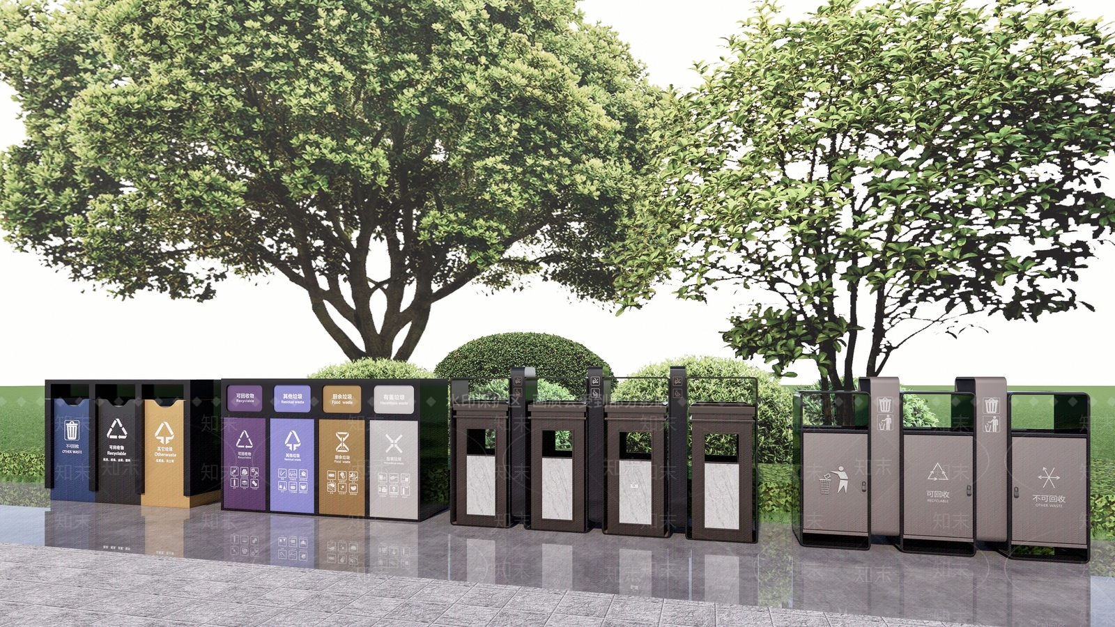 现代垃圾桶SU模型下载【ID:1145680608】