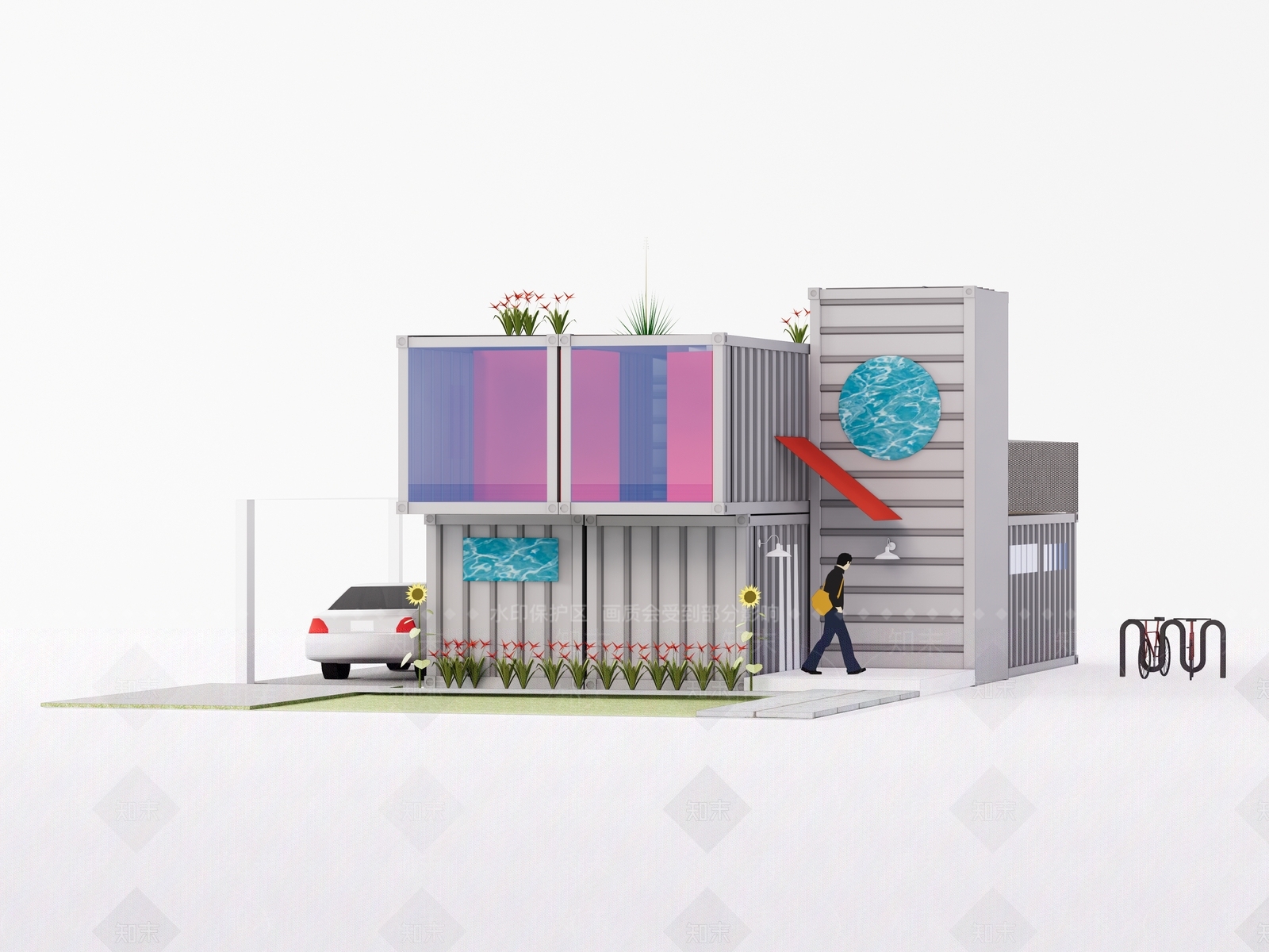 集装箱建筑SU模型下载【ID:1145682569】