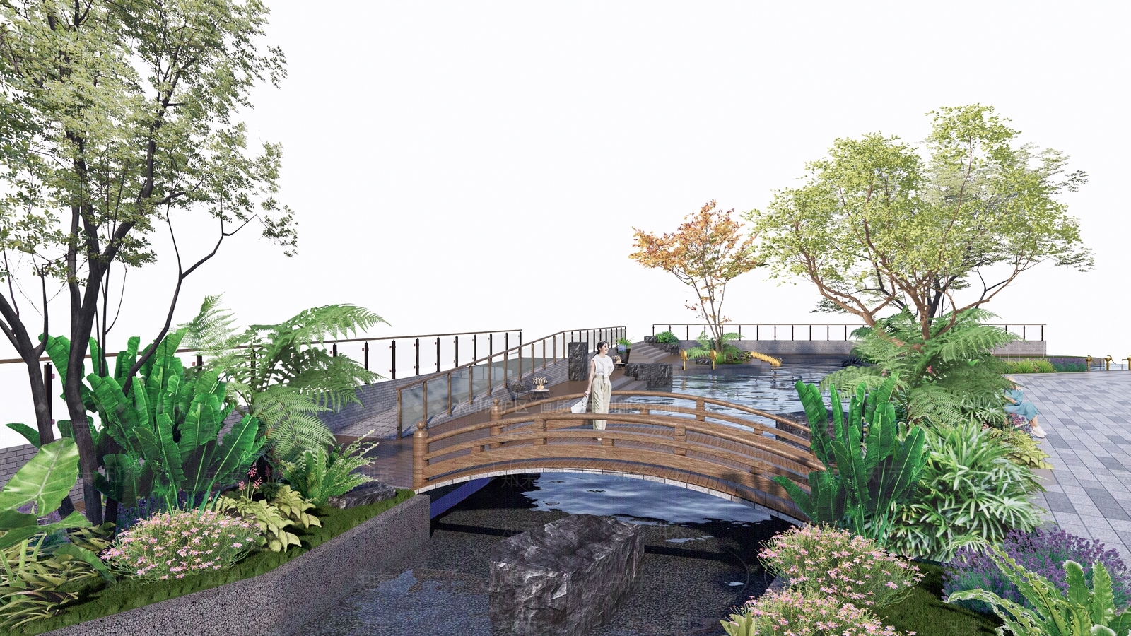 现代景观桥SU模型下载【ID:1145683649】