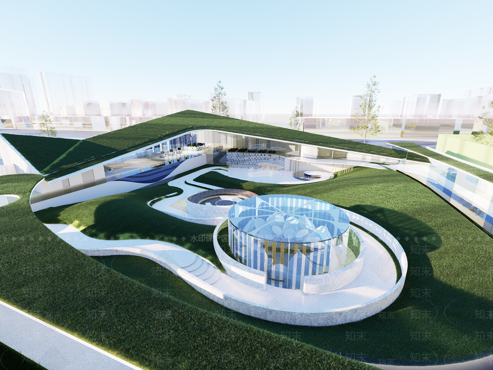 现代售楼处建筑SU模型下载【ID:1145684139】