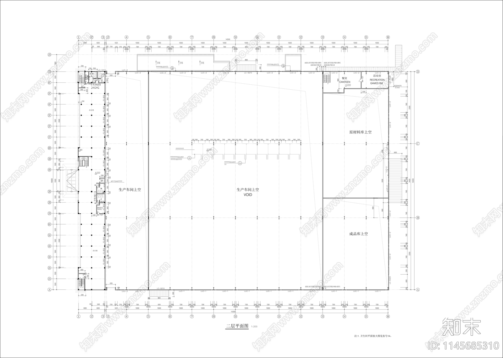 框架结构塑料加工厂房建筑cad施工图下载【ID:1145685310】