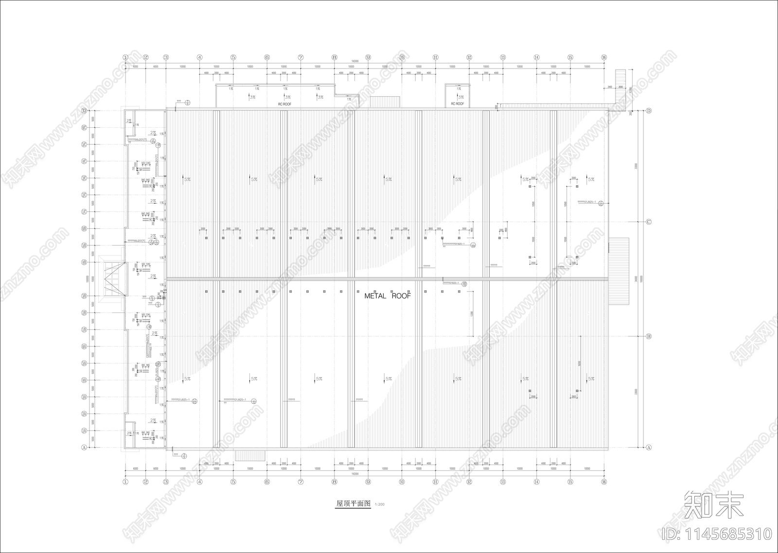 框架结构塑料加工厂房建筑cad施工图下载【ID:1145685310】