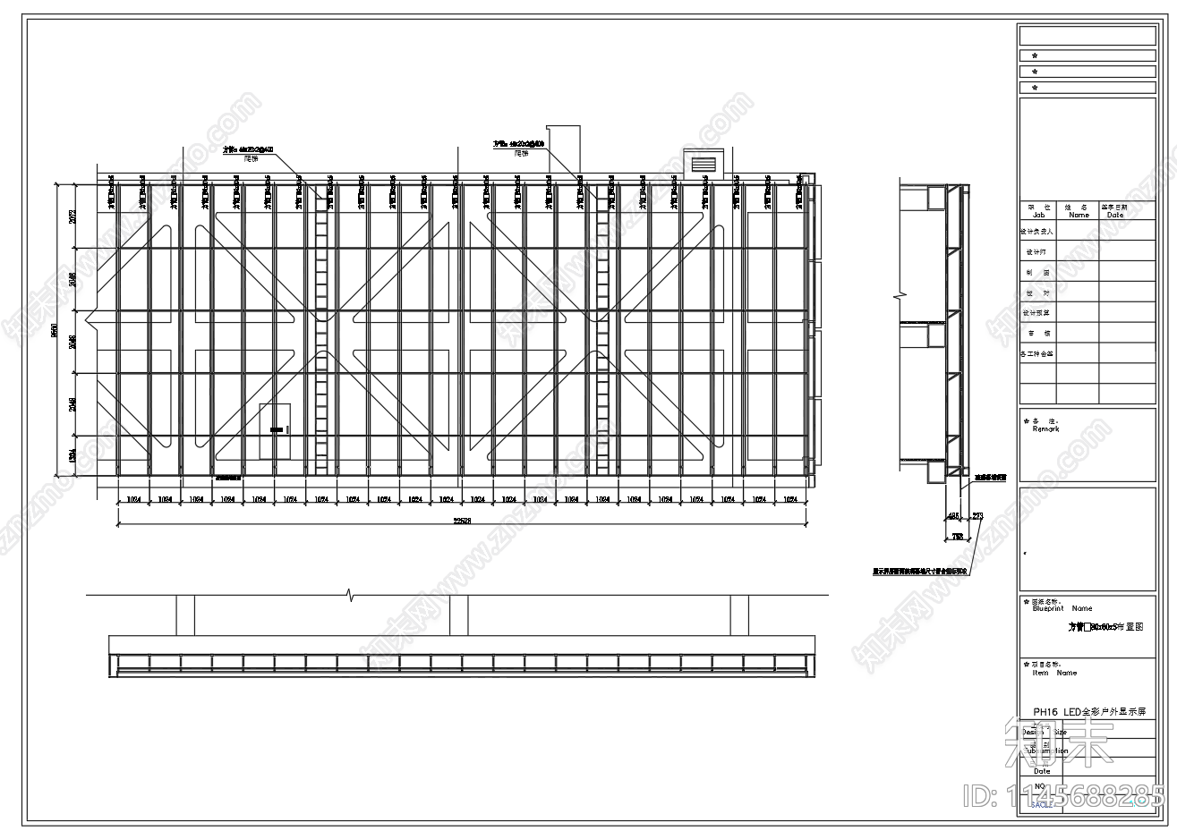 PH16室外LED全彩显示屏设计图cad施工图下载【ID:1145688285】