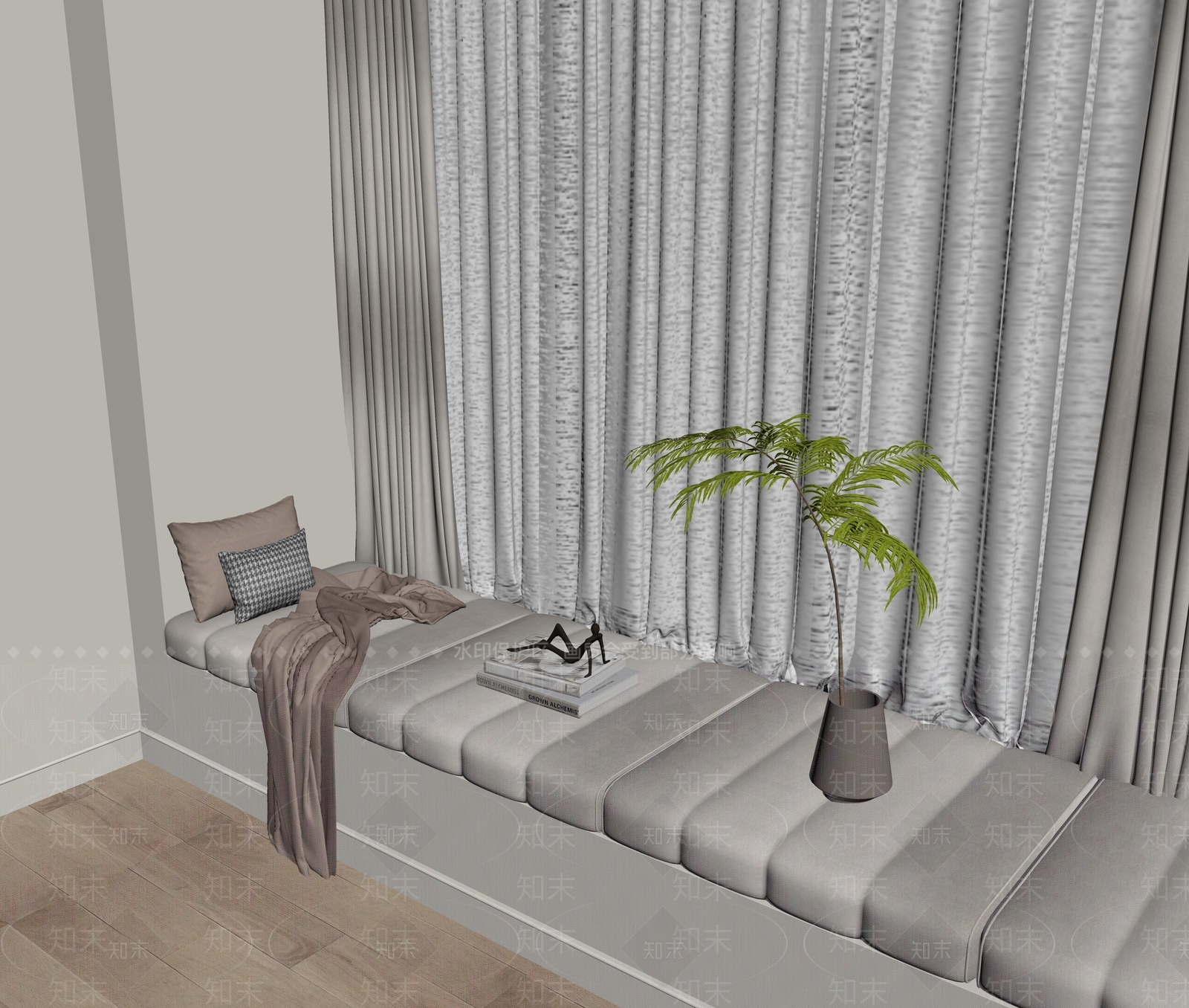 现代飘窗SU模型下载【ID:1145689846】