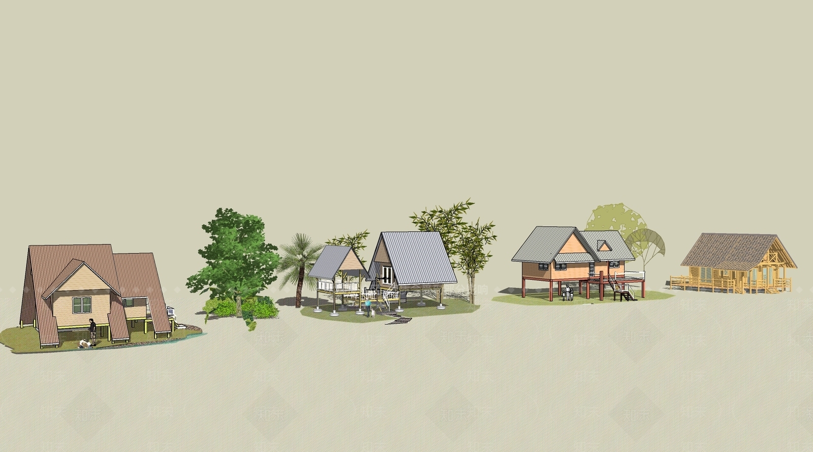 东南亚风架空木建筑SU模型下载【ID:1145692592】