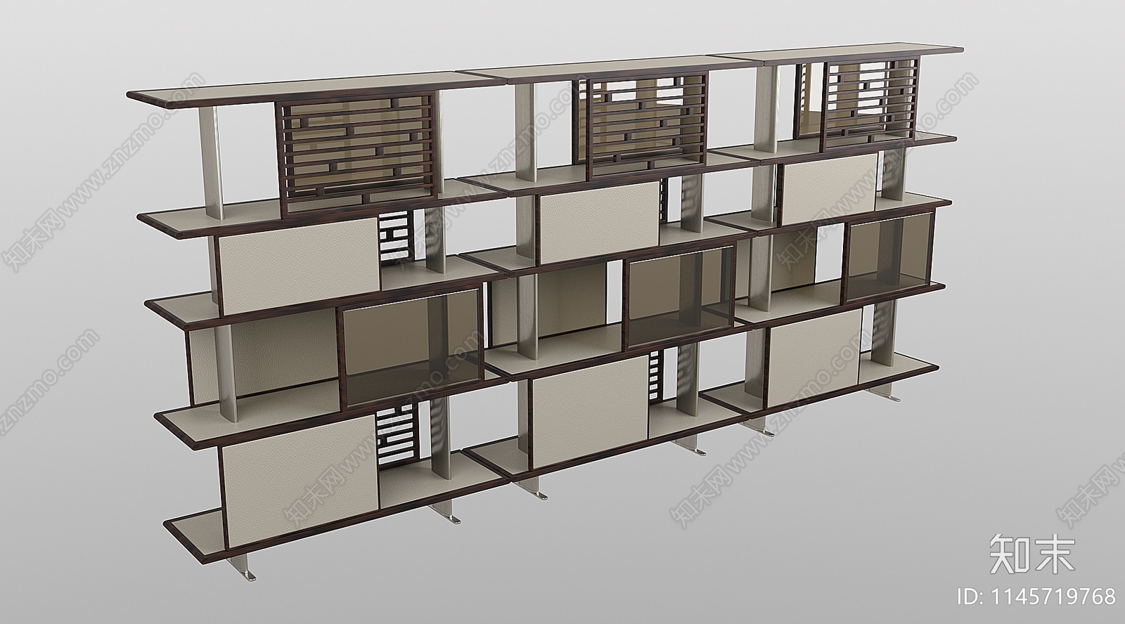 现代实木书柜3D模型下载【ID:1145719768】