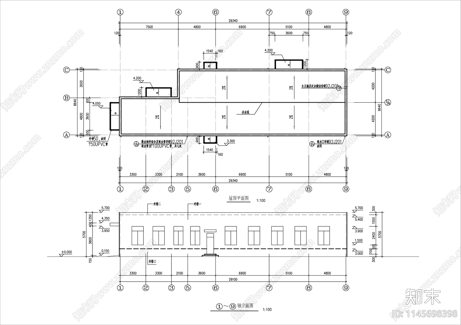 单层自来水厂加氯加矾车间四阀滤池建筑cad施工图下载【ID:1145698398】