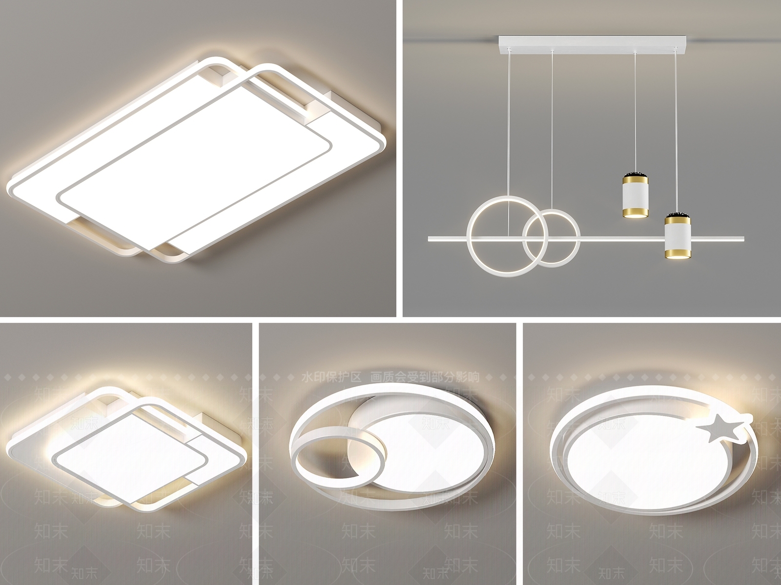 现代简约客厅吸顶灯SU模型下载【ID:1145699321】