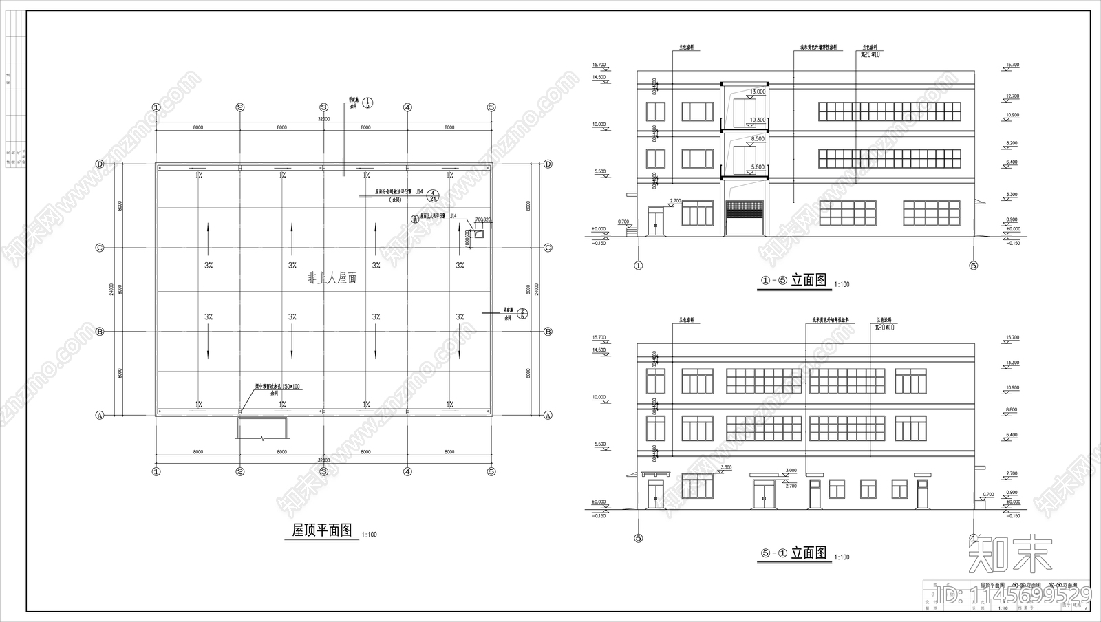 3层车间配电房建筑cad施工图下载【ID:1145699529】